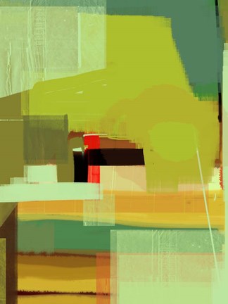 Framed Green and Brown Abstract 5 Print