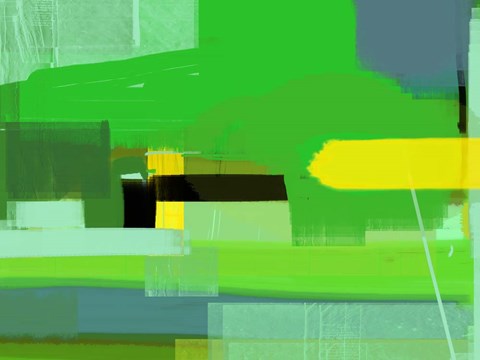 Framed Green and Brown Abstract 6 Print