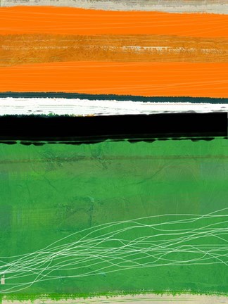 Framed Orange and Green Abstract 1 Print