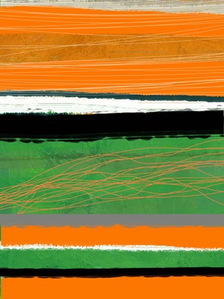 Framed Orange and Green Abstract 2 Print