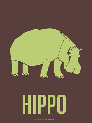 Framed Hippo Green Print