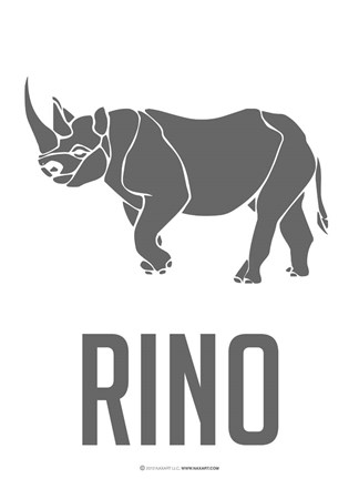 Framed Rino Black Print