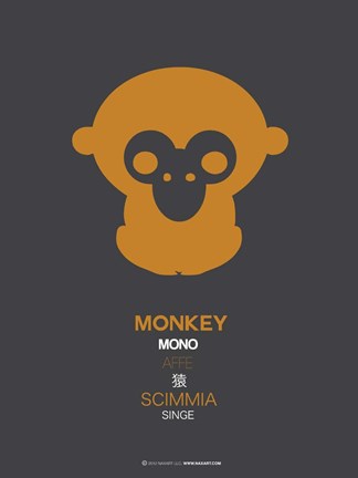 Framed Orange Monkey Multilingual Print