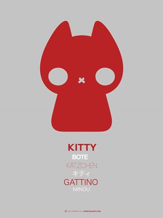 Framed Red Kitty Multilingual Print