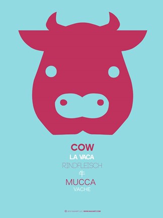 Framed Red Cow Multilingual Print