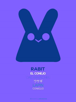 Framed Purple Rabbit Multilingual Print