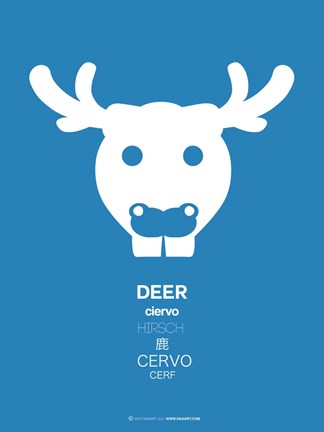 Framed Blue Moose Multilingual Print