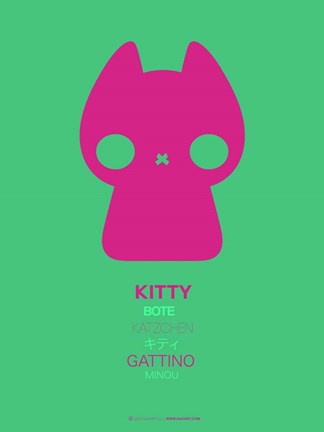 Framed Pink Kitty Multilingual Print