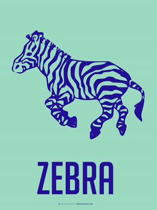 Framed Zebra Blue Print