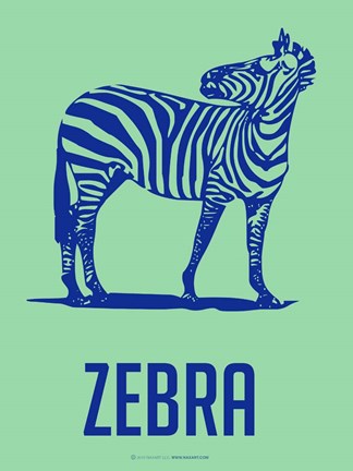 Framed Zebra Blue and Green Print