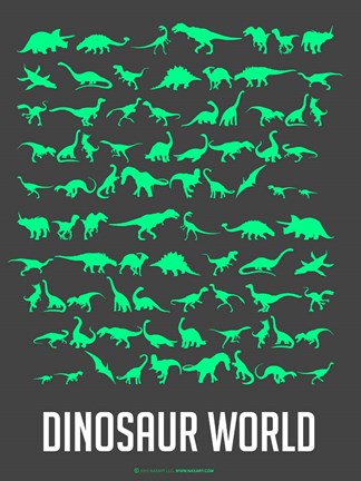 Framed Dinosaur Green Print