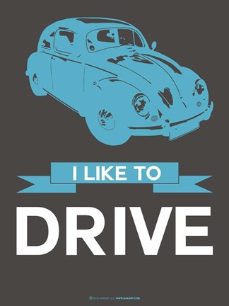 Framed I Like to Drive Beetle 3 Print