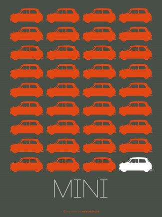 Framed Orange Mini Cooper Print