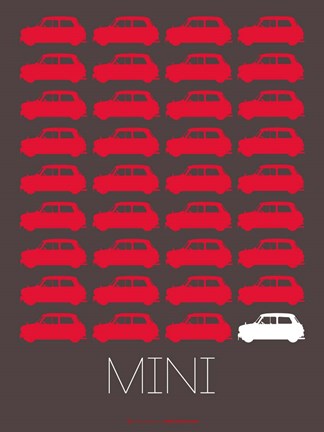 Framed Red Mini Cooper Print