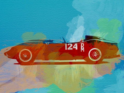 Framed Ferrari Testa Rossa Watercolor 1 Print