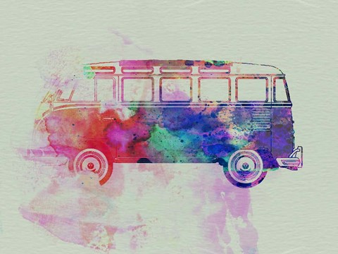 Framed VW Bus Watercolor Print