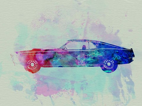 Framed Ford Mustang Watercolor 1 Print