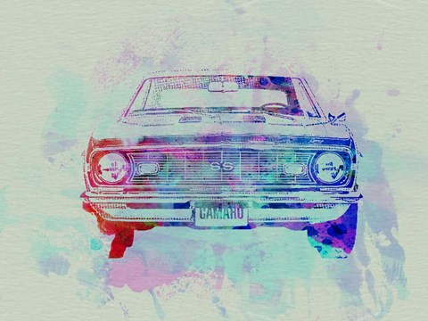 Framed Chevy Camaro Watercolor 2 Print