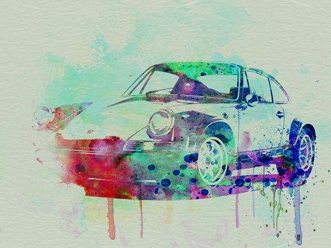 Framed Porsche 911 Watercolor 2 Print