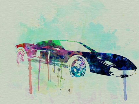 Framed Ford GT Watercolor 2 Print