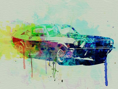 Framed Ford Mustang Watercolor 2 Print