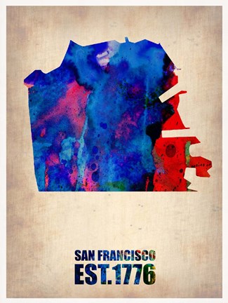 Framed San Francisco Watercolor Map Print