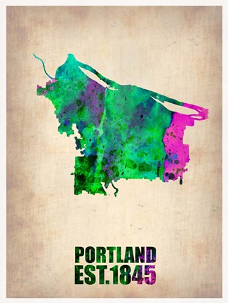 Framed Portland Watercolor Map Print