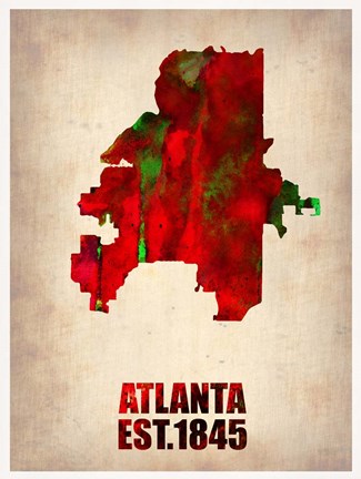 Framed Atlanta Watercolor Map Print