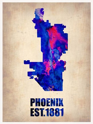 Framed Phoenix Watercolor Map Print