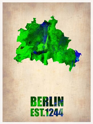 Framed Berlin Watercolor Map Print