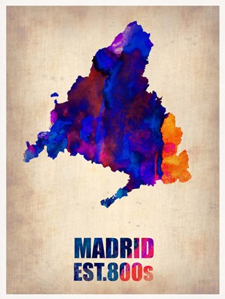 Framed Madrid Watercolor Map Print