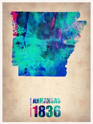 Framed Arkansas Watercolor Map Print