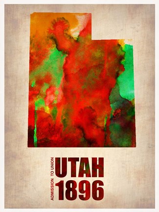 Framed Utah Watercolor Map Print