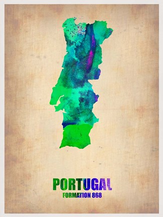 Framed Portugal Watercolor Map Print