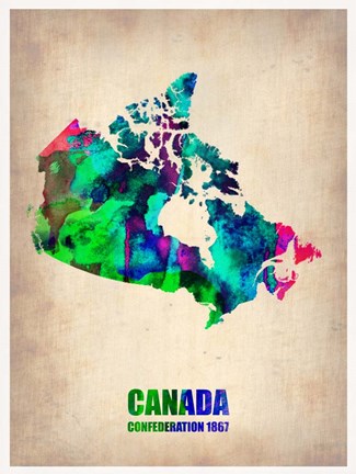 Framed Canada Watercolor Map Print