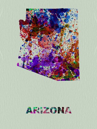 Framed Arizona Color Splatter Map Print