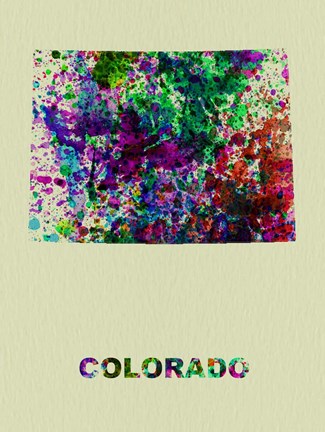 Framed Colorado Color Splatter Map Print