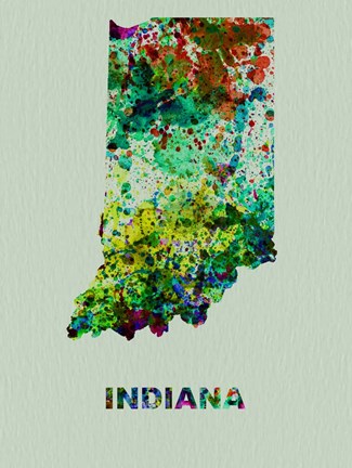 Framed Indiana Color Splatter Map Print