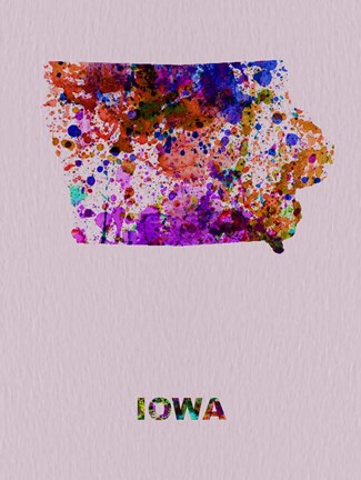 Framed Iowa Color Splatter Map Print