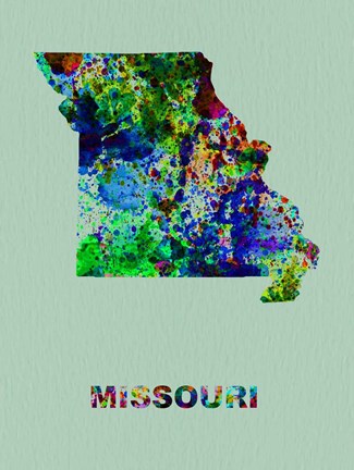 Framed Missouri Color Splatter Map Print