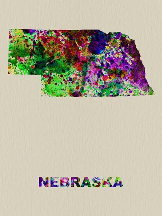 Framed Nebraska Color Splatter Map Print