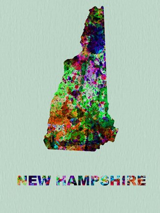 Framed New Hampshire Color Splatter Map Print