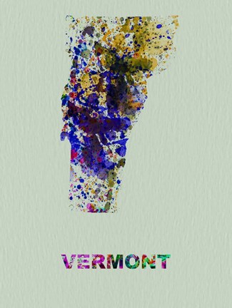 Framed Vermont Color Splatter Map Print
