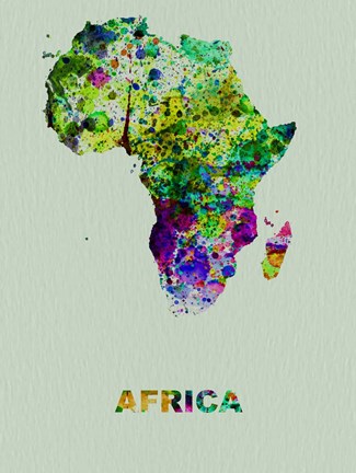 Framed Africa Color Splatter Map Print