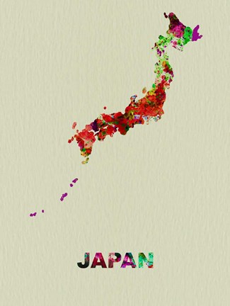 Framed Japan Color Splatter Map Print