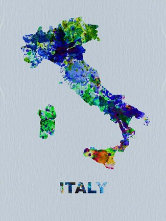 Framed Italy Color Splatter Map Print