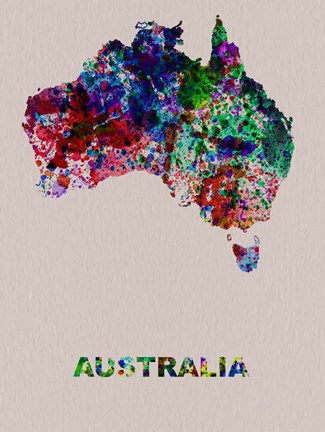 Framed Australia Color Splatter Map Print