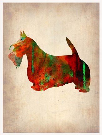 Framed Scottish Terrier Watercolor 2 Print