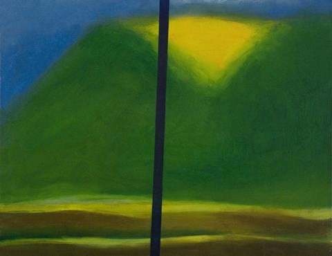 Framed Green Mountain with Yellow Print