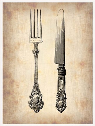 Framed Antique Knife and Fork Print